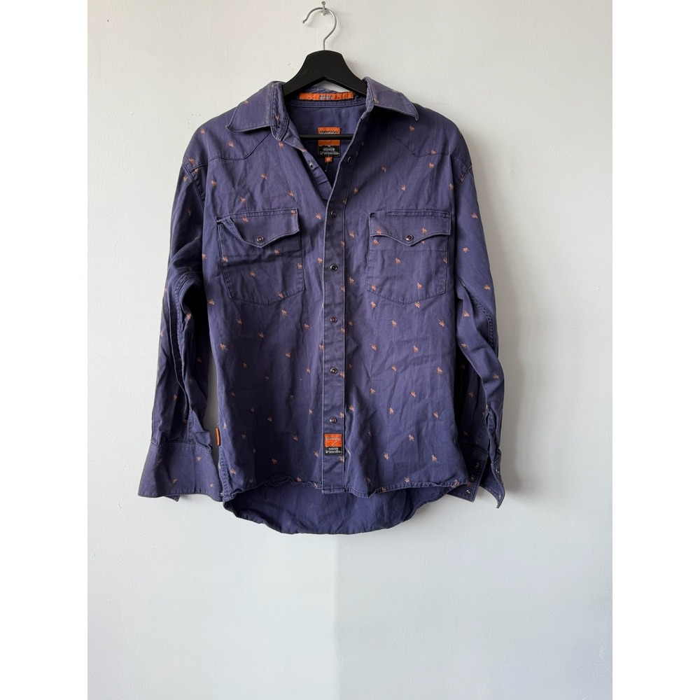 Rodeo Shirt Mens Small Purple Western Cowboy‎ Pearl Snap Long Sleeve Faded